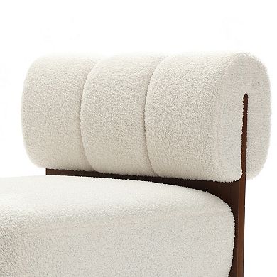 LuxenHome Upholstered White Modern Armless Accent Chair