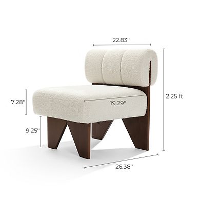 LuxenHome Upholstered White Modern Armless Accent Chair