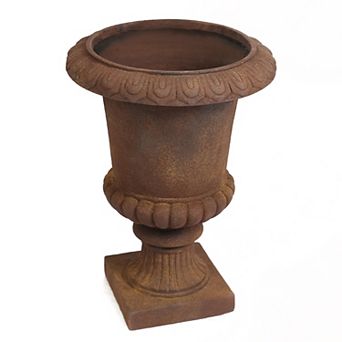 LuxenHome Rustic Brown MgO Indoor/Outdoor Urn Planter, 15" Diameter