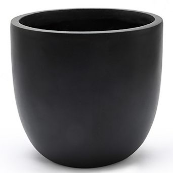LuxenHome Round Tapered 9.2" H Indoor/Outdoor Planter, Black