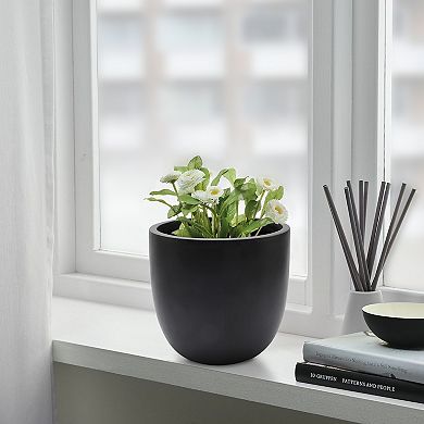 LuxenHome Round Tapered 9.2" H Indoor/Outdoor Planter, Black