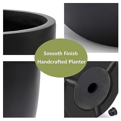 LuxenHome Round Tapered 9.2" H Indoor/Outdoor Planter, Black