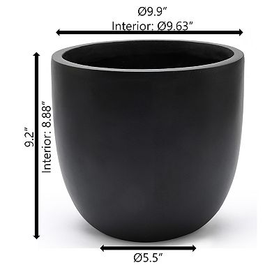 LuxenHome Round Tapered 9.2" H Indoor/Outdoor Planter, Black