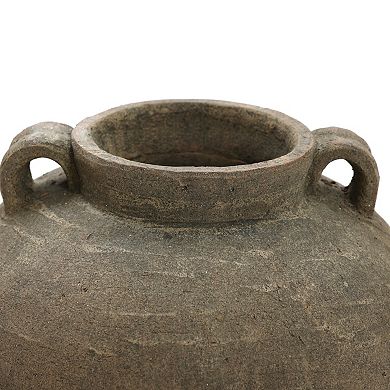 LuxenHome Rustic Brown Terracotta Cauldron 14.6-Inch Tall Vase