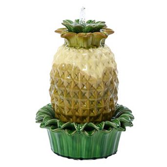 LuxenHome Pineapple Ceramic Indoor/Outdoor 17.1 in Tall Tabletop Fountain