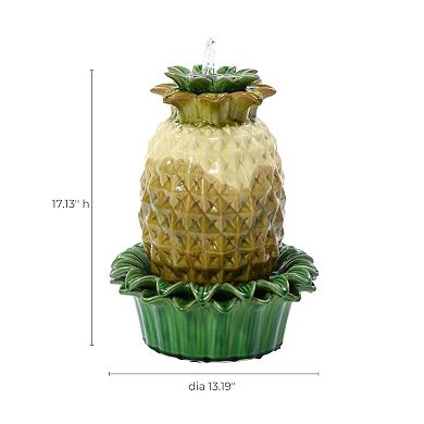 LuxenHome Pineapple Ceramic Indoor/Outdoor 17.1-In Tall Tabletop Fountain