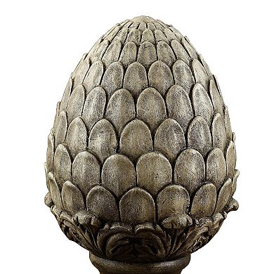 LuxenHome Weathered Brown MgO Artichoke Finial Statue