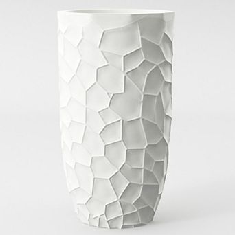 LuxenHome White MgO Geometric Pattern Round 22" Tall Planter