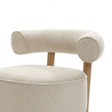LuxenHome Upholstered Cream Modern U-Shape Back Accent Chair