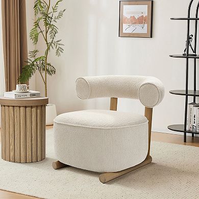 LuxenHome Upholstered Cream Modern U-Shape Back Accent Chair