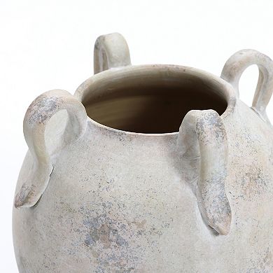LuxenHome Multi Gray and White Terracotta 11-Inch Tall Vase with Handles