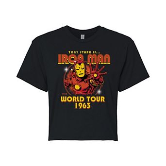 Juniors' Marvel Iron Man World Tour Cropped Tee