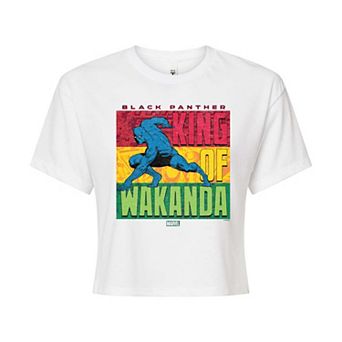 Juniors' Marvel Black Panther King Of Wakanda Cropped Tee