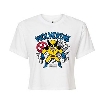 Juniors' Marvel Wolverine Scribble Cropped Tee