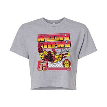 Juniors' Marvel Iron Man 63 Racing Cropped Tee
