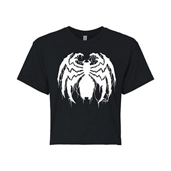 Juniors' Marvel Venom Spider Logo Cropped Tee