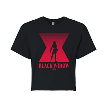 Juniors' Marvel Black Widow Silhouette Cropped Tee