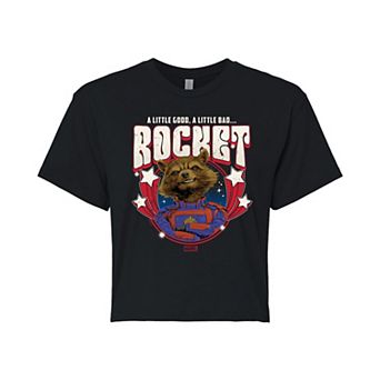 Juniors' Marvel Guardians of the Galaxy Rocket Cropped Tee