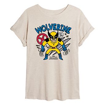 Juniors' Marvel Wolverine Scribble Oversized Tee