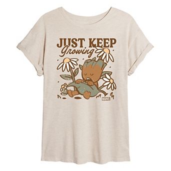 Juniors' Marvel Guardians of the Galaxy Groot Just Keep Growing Oversized Tee