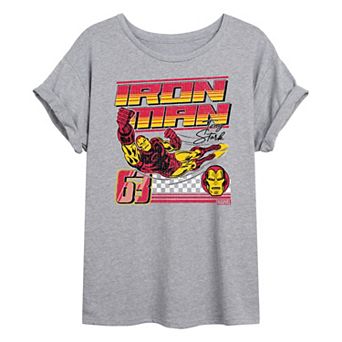 Juniors' Marvel Iron Man 63 Racing Oversized Tee