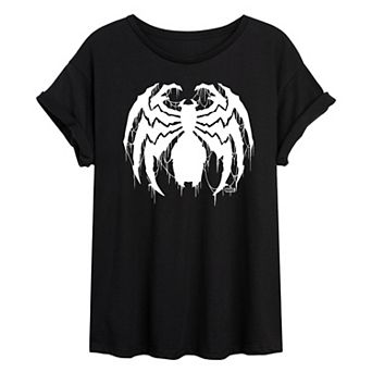 Juniors' Marvel Venom Spider Logo Oversized Tee