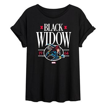 Juniors' Marvel Black Widow Collegiate Oversized Tee