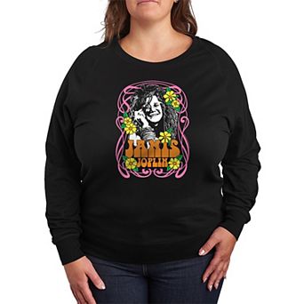 Plus Size Janis Joplin Flowers French Terry Long Sleeve Tee