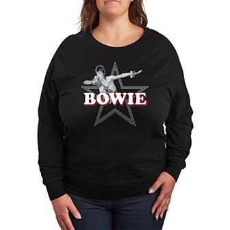 Plus Size David Bowie Logo Star French Terry Long Sleeve Tee