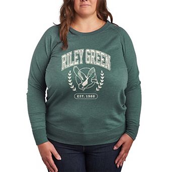 Plus Size Riley Green Collegiate French Terry Long Sleeve Tee