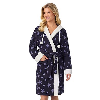Women's Cuddl Duds® Hooded Long Sleeve Sherpa Trim Robe