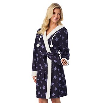 Women's Cuddl Duds® Hooded Long Sleeve Sherpa Trim Robe