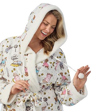 Plus Size Cuddl Duds® Hooded Long Sleeve Sherpa Trim Robe