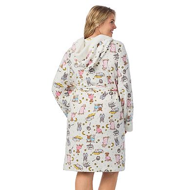 Plus Size Cuddl Duds® Hooded Long Sleeve Sherpa Trim Robe