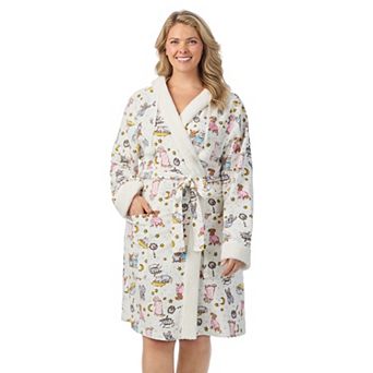 Plus Size Cuddl Duds® Hooded Long Sleeve Sherpa Trim Robe