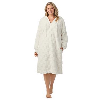 Plus Size Cuddl Duds® Plush Hooded Midi Lounger