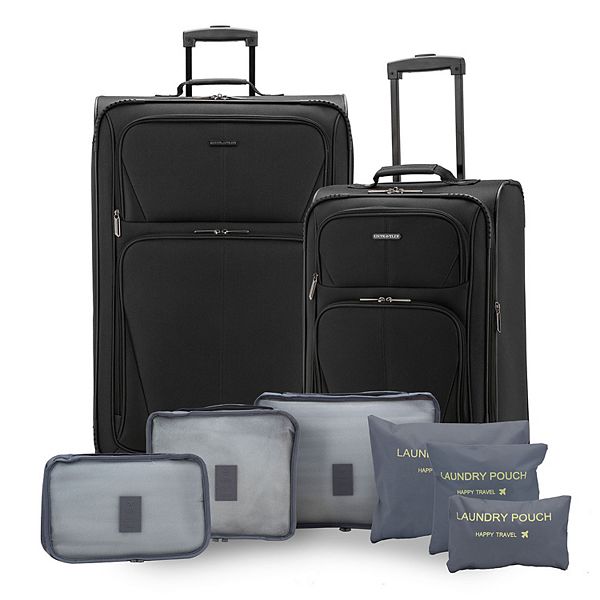 US Traveler Forest 8-Piece Packing Cube and Spinner Luggage Set - Black