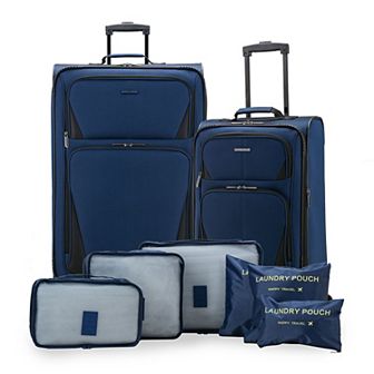 US Traveler Forest 8 pc Packing Cube and Spinner Luggage Set