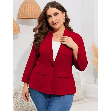 Women's Plus Size Casual Blazers Open Front Work Office Jackets Blazer with Pockets