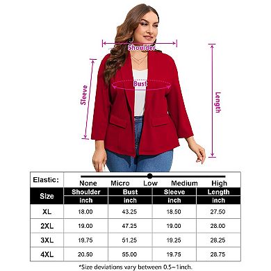 Women's Plus Size Casual Blazers Open Front Work Office Jackets Blazer with Pockets