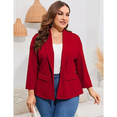 Women's Plus Size Casual Blazers Open Front Work Office Jackets Blazer with Pockets