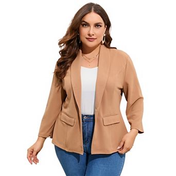 Women's Plus Size Casual Blazers Open Front Work Office Jackets Blazer with Pockets
