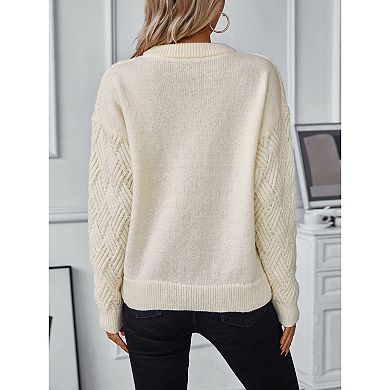 Womens Aesthetic Cable Knit Pullover Sweater Vintage Chunky Long Sleeve Oversized Knitted Tops