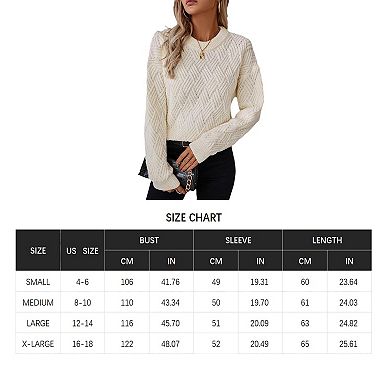 Womens Aesthetic Cable Knit Pullover Sweater Vintage Chunky Long Sleeve Oversized Knitted Tops