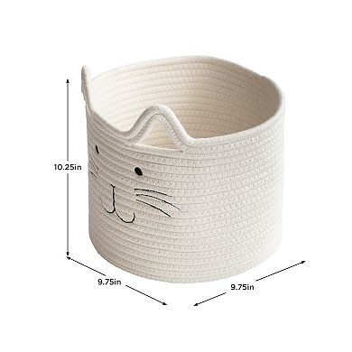 Zenna Home Coiled Rope Cat-Themed Storage Basket