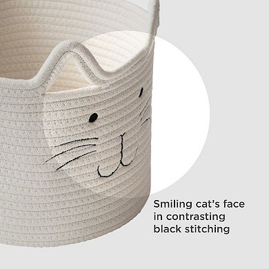 Zenna Home Coiled Rope Cat-Themed Storage Basket