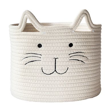 Zenna Home Coiled Rope Cat-Themed Storage Basket