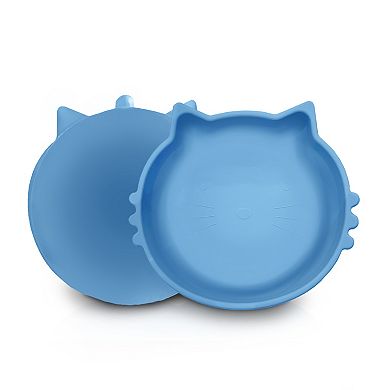 Precious Tails Taupe Cat Shaped Silicone Pet Bowl with Non-Slip Suction Base