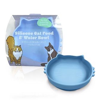 Precious Tails Taupe Cat Shaped Silicone Pet Bowl with Non-Slip Suction Base