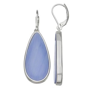 Nine West Silver Tone Blue Teardrop Earrings